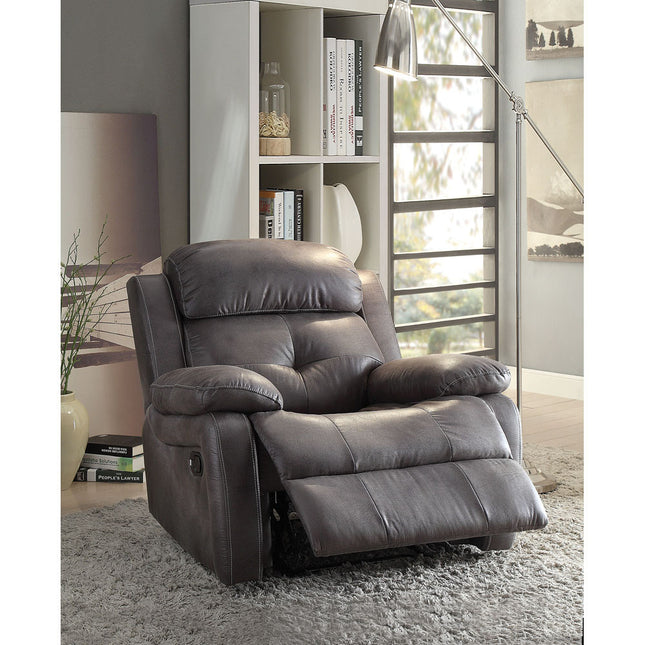 ACME 59466 Ashe Recliner, Gray Polished Microfiber