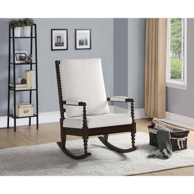 ACME 59523 Tristin Rocking Chair, Cream Fabric & Walnut ACME Furniture