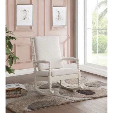 ACME 59524 Tristin Rocking Chair, Cream Fabric & White ACME Furniture