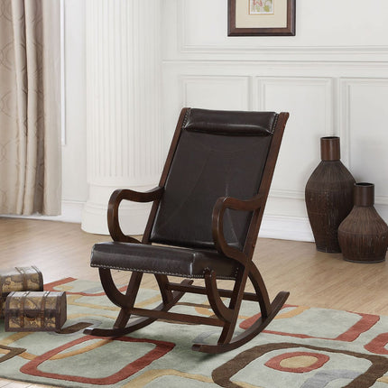 ACME 59535 Triton Rocking Chair, Espresso PU & Walnut