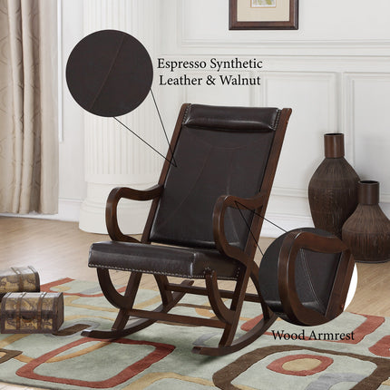 ACME 59535 Triton Rocking Chair, Espresso PU & Walnut  2