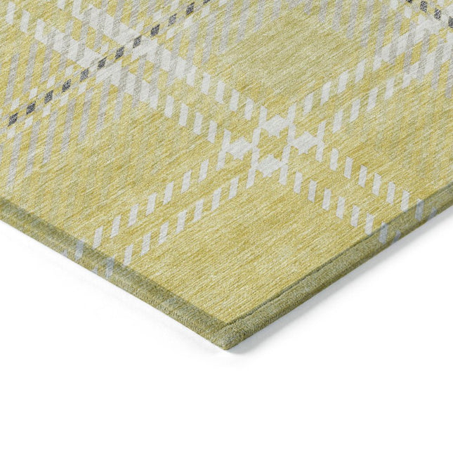 9' X 12' Yellow Black And Ivory Plaid Washable Indoor Outdoor Area Rug HomeRoots