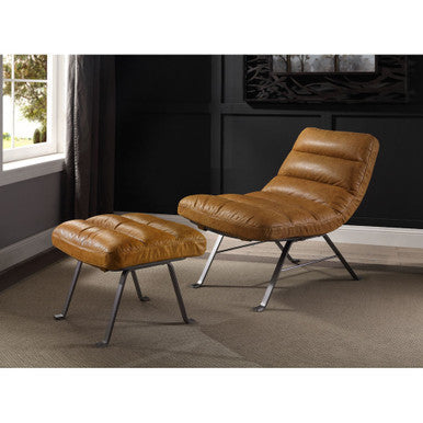 ACME 59652 Bison Ottoman, Toffee Top Grain Leather ACME Furniture