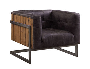 ACME 59667 Sagat Accent Chair, Antique Ebony Top Grain Leather & Rustic Oak ACME Furniture