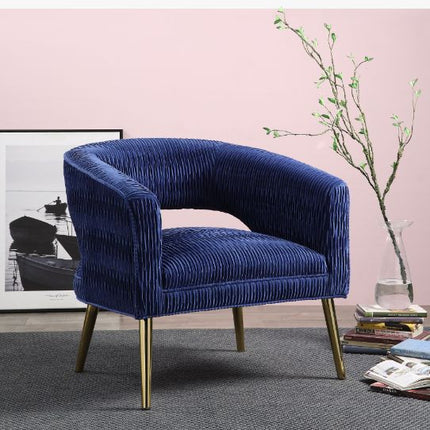 ACME 59675 Aistil Accent Chair, Blue Velvet & Gold Finish
