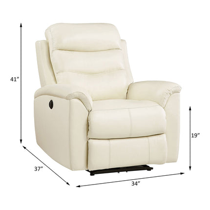 ACME 59692 Ava Recliner (Power Motion), Beige Top Grain Leather Match