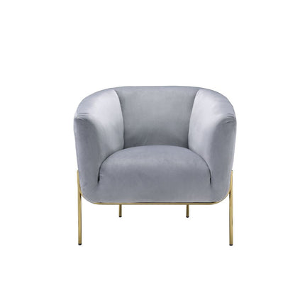 ACME 59790 Carlson Accent Chair, Gray Velvet & Gold