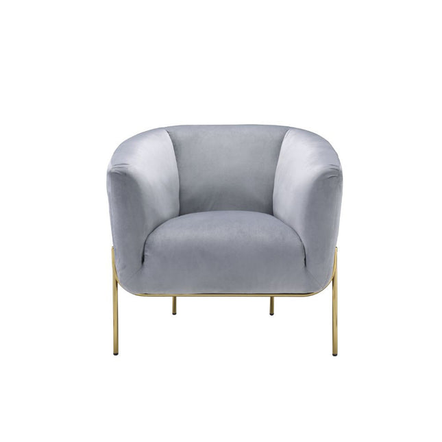 ACME 59790 Carlson Accent Chair, Gray Velvet & Gold