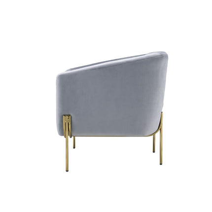 ACME 59790 Carlson Accent Chair, Gray Velvet & Gold