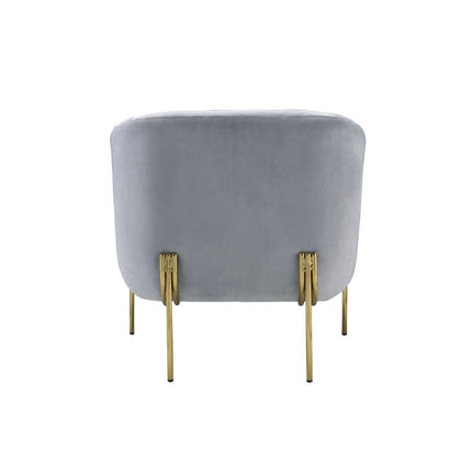 ACME 59790 Carlson Accent Chair, Gray Velvet & Gold