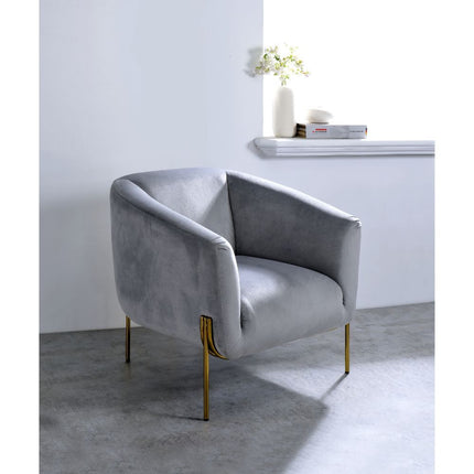 ACME 59790 Carlson Accent Chair, Gray Velvet & Gold