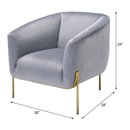 ACME 59790 Carlson Accent Chair, Gray Velvet & Gold