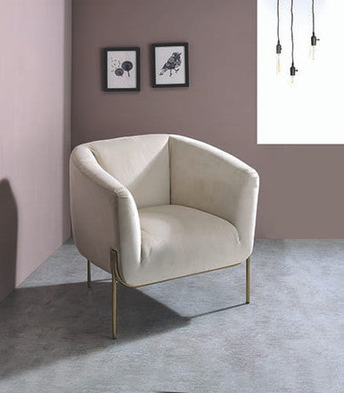 ACME 59792 Carlson Accent Chair, Beige Velvet & Chrome ACME Furniture