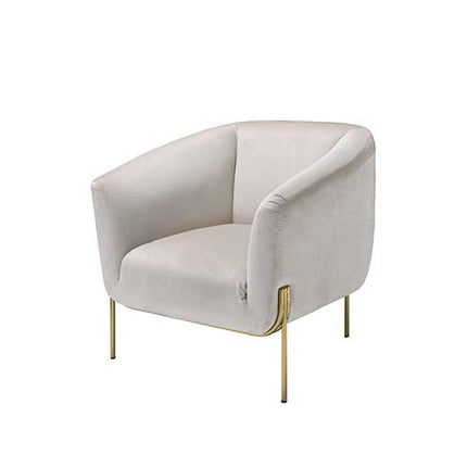 ACME 59792 Carlson Accent Chair, Beige Velvet & Chrome