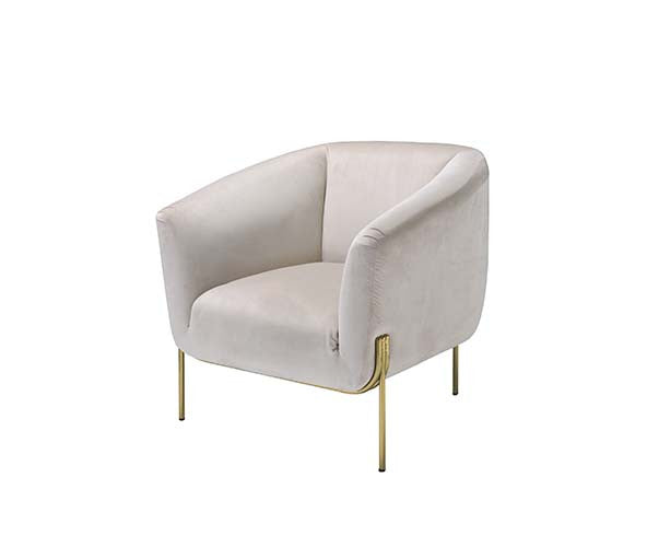 ACME 59792 Carlson Accent Chair, Beige Velvet & Chrome