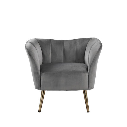 ACME 59797 Reese Accent Chair, Gray Velvet & Gold