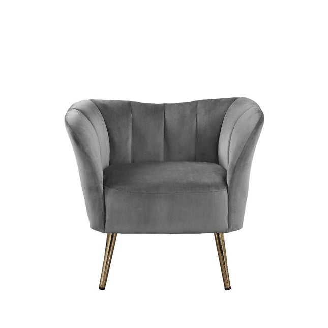 ACME 59797 Reese Accent Chair, Gray Velvet & Gold
