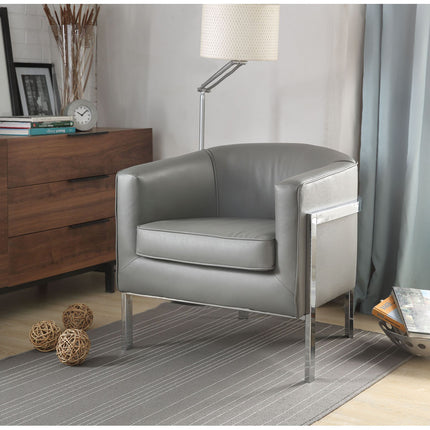 ACME 59811 Tiarnan Accent Chair, Vintage Gray PU & Chrome