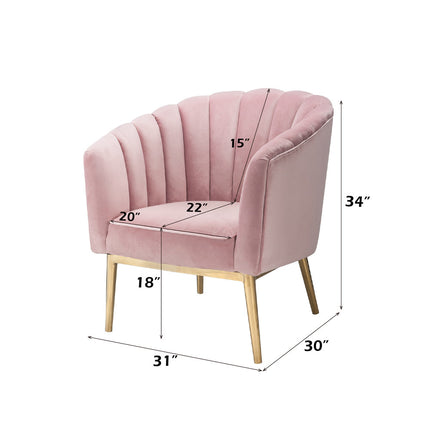 ACME 59814 Colla Accent Chair, Blush Pink Velvet & Gold