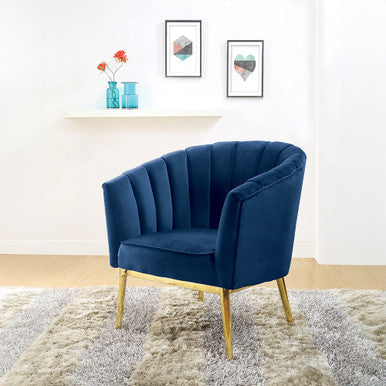 ACME 59815 Colla Accent Chair, Midnight Blue Velvet & Gold ACME Furniture