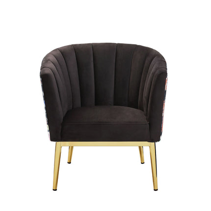 ACME 59817 Colla Accent Chair, Gray Velvet & Gold