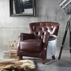 ACME 59830 Brancaster Vintage Brown & Aluminum Accent Chair