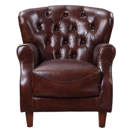 ACME 59830 Brancaster Vintage Brown & Aluminum Accent Chair
