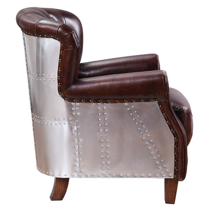 ACME 59830 Brancaster Vintage Brown & Aluminum Accent Chair