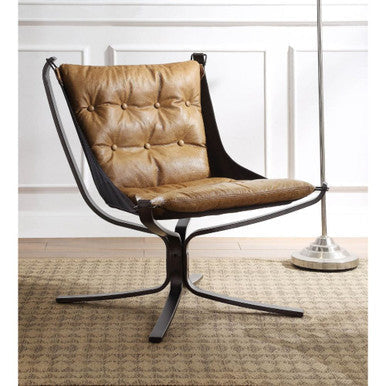 ACME 59831 Carney Accent Chair, Coffee Top Grain Leather ACME Furniture