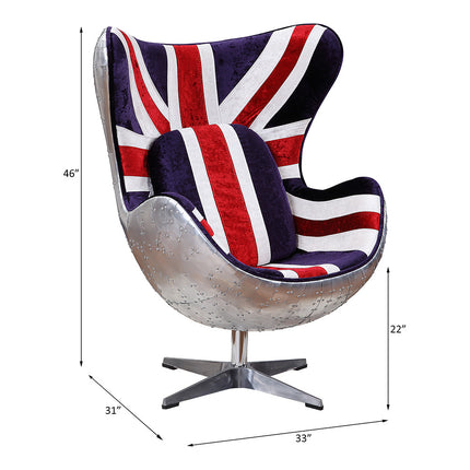 ACME 59835 Brancaster Pattern Fabric & Aluminum Accent Chair