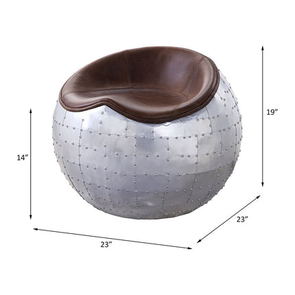 ACME 59836 Brancaster Ottoman, Retro Brown Top Grain Leather & Aluminum