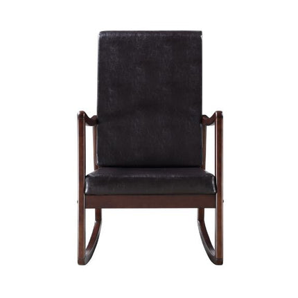 ACME 59935 Raina Rocking Chair, Dark Brown PU & Espresso Finish