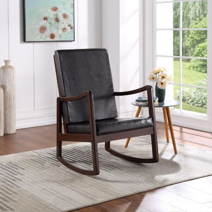 ACME 59935 Raina Rocking Chair, Dark Brown PU & Espresso Finish