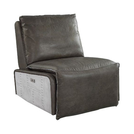 ACME 59940 Metier Power Motion Recliner, Gray Top Grain Leather & Aluminum