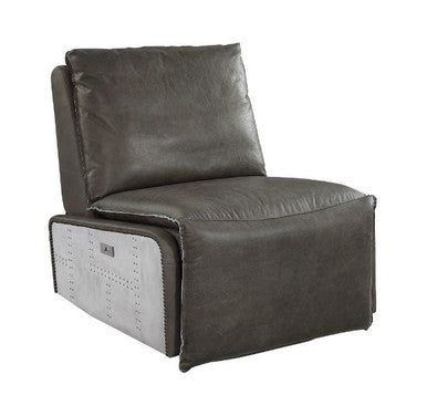 ACME 59940 Metier Power Motion Recliner, Gray Top Grain Leather & Aluminum ACME Furniture
