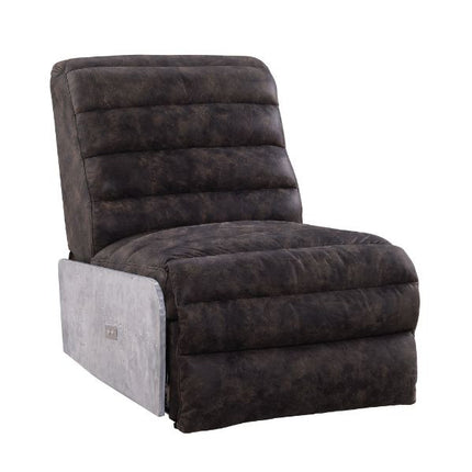 ACME 59941 Okzuil Power Motion Recliner, 2-Tone Gray Top Grain Leather & Aluminum