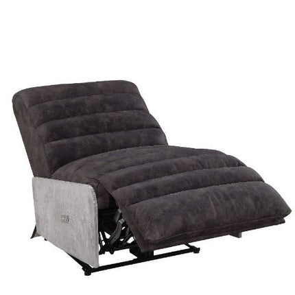 ACME 59941 Okzuil Power Motion Recliner, 2-Tone Gray Top Grain Leather & Aluminum
