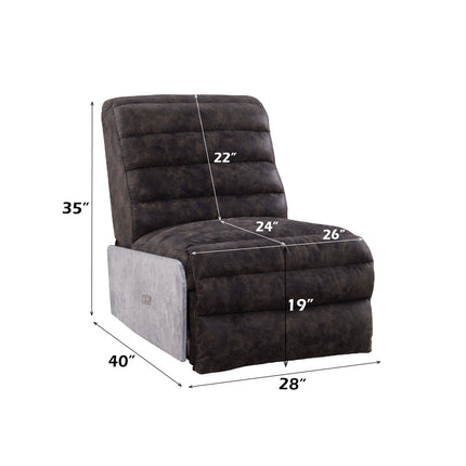 ACME 59941 Okzuil Power Motion Recliner, 2-Tone Gray Top Grain Leather & Aluminum