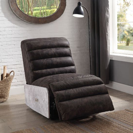 ACME 59941 Okzuil Power Motion Recliner, 2-Tone Gray Top Grain Leather & Aluminum
