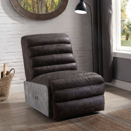 ACME 59941 Okzuil Power Motion Recliner, 2-Tone Gray Top Grain Leather & Aluminum