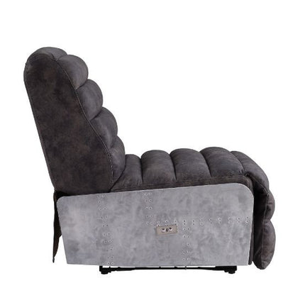 ACME 59941 Okzuil Power Motion Recliner, 2-Tone Gray Top Grain Leather & Aluminum