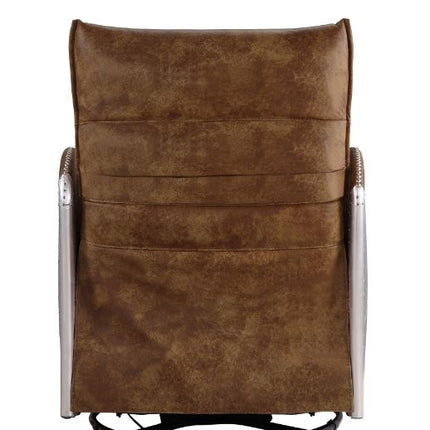ACME 59942 Qalurne Power Recliner with Swivel Function, 2-Tone Mocha Top Grain Leather & Aluminum