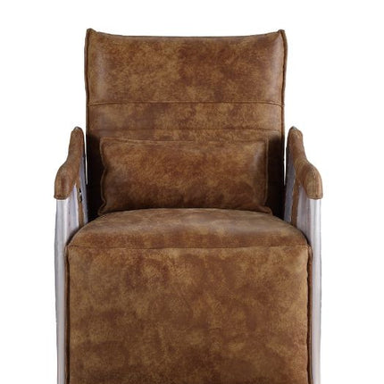 ACME 59942 Qalurne Power Recliner with Swivel Function, 2-Tone Mocha Top Grain Leather & Aluminum