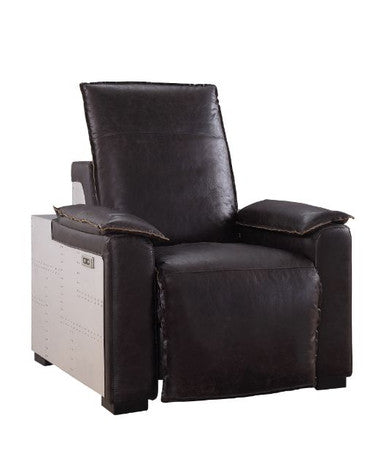 ACME 59943 Nernoss Power Motion Recliner, Dark Grain Brown Leather & Aluminum ACME Furniture