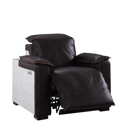ACME 59943 Nernoss Power Motion Recliner, Dark Grain Brown Leather & Aluminum