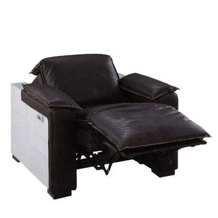 ACME 59943 Nernoss Power Motion Recliner, Dark Grain Brown Leather & Aluminum