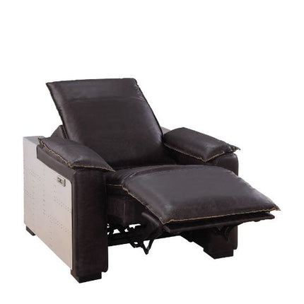 ACME 59943 Nernoss Power Motion Recliner, Dark Grain Brown Leather & Aluminum