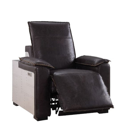 ACME 59943 Nernoss Power Motion Recliner, Dark Grain Brown Leather & Aluminum