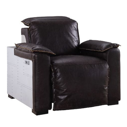 ACME 59943 Nernoss Power Motion Recliner, Dark Grain Brown Leather & Aluminum