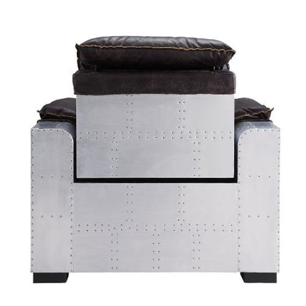 ACME 59943 Nernoss Power Motion Recliner, Dark Grain Brown Leather & Aluminum